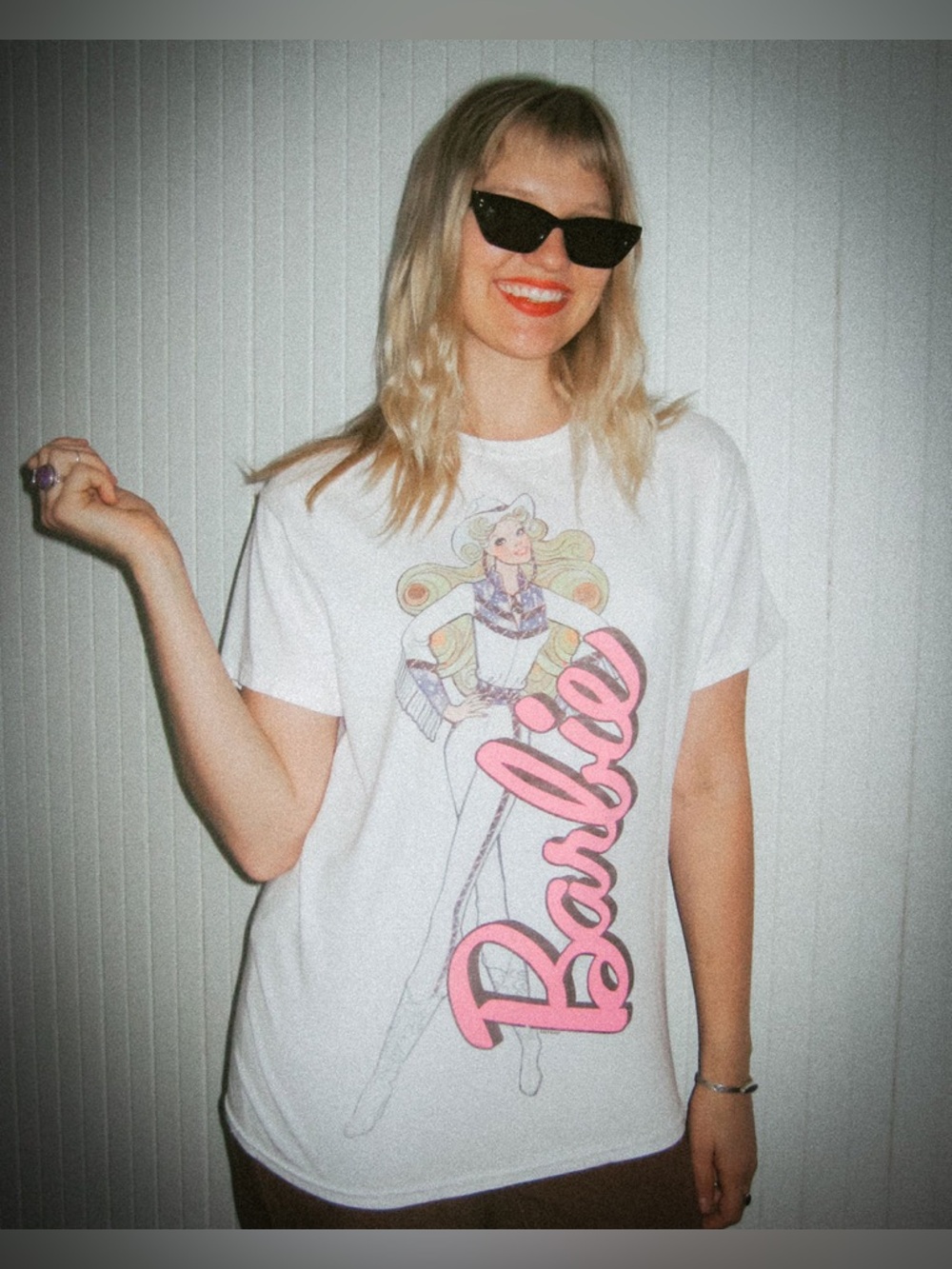 Junk Food Clothing Western Cowgirl Barbie White Crew Neck Graphic T-Shirt Size S - Picture 8 of 14